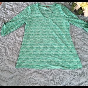 Aqua Green and White Top
